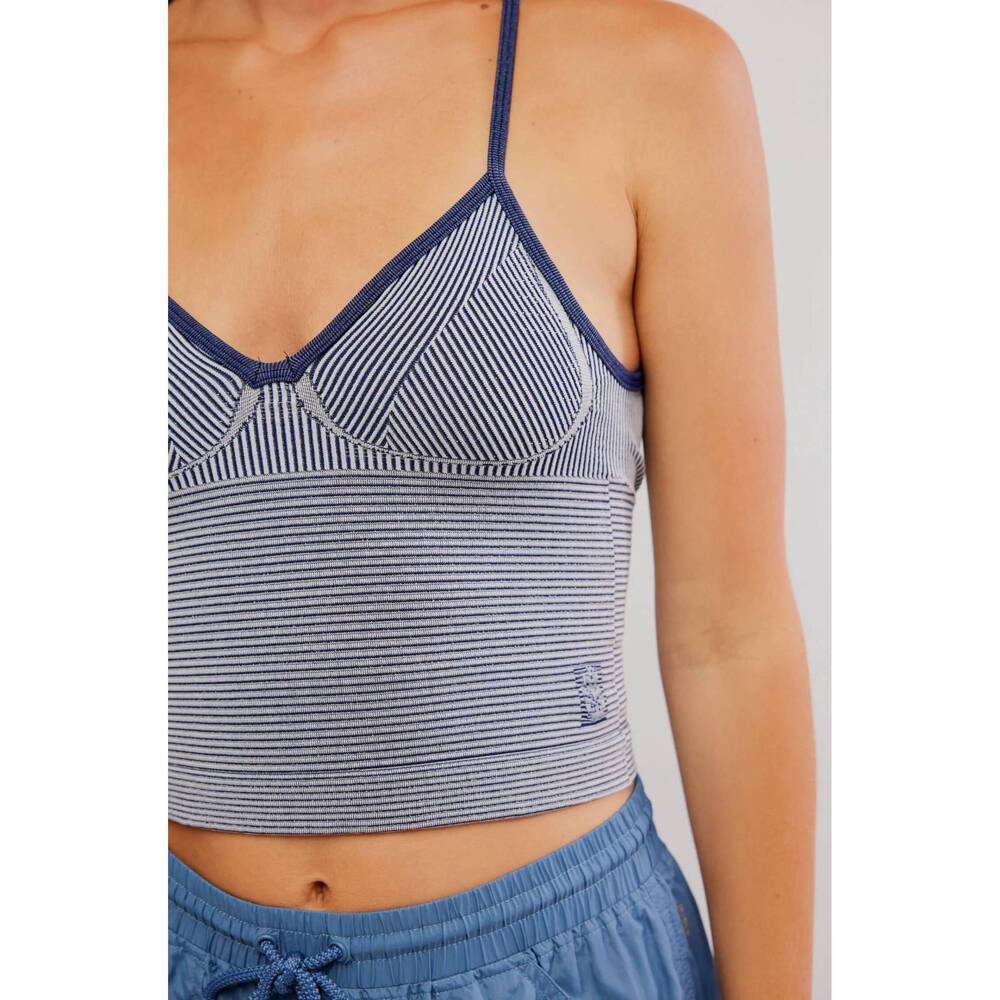 NEW FREE PEOPLE perfectly pleated plunge top in midnight navy - Picture 5 of 6
